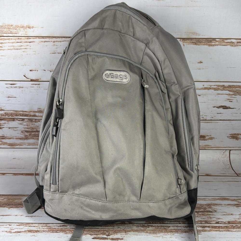 eBags TLS Workstation Travel Laptop Backpack Gray Commuter Bag Carry On Pockets